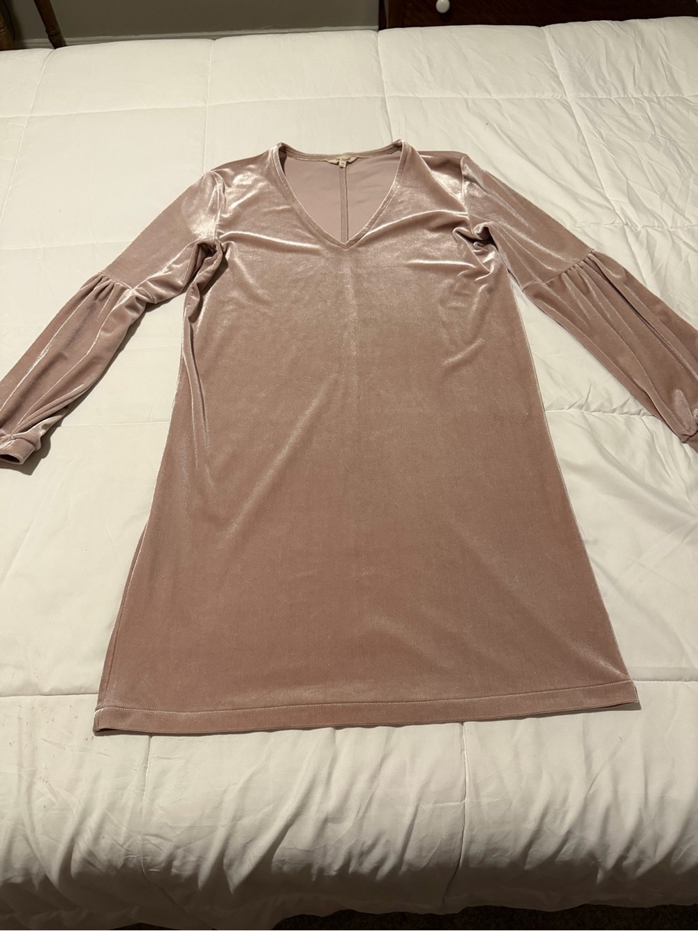 Madewell Velvet V-Neck Mini Dress - Dusty Rose